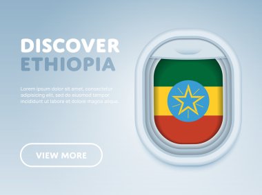 Uçakla seyahat. Düz vektör tasarım afişi.