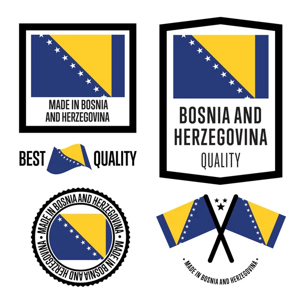 Set de etiquetas Made in Bosnia y Herzegovina — Archivo Imágenes Vectoriales