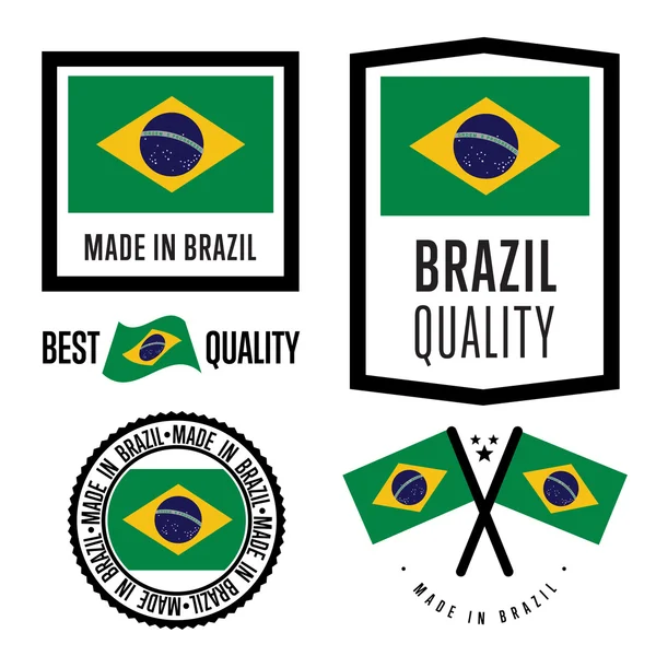 Set de etiquetas Made in Brazil — Archivo Imágenes Vectoriales