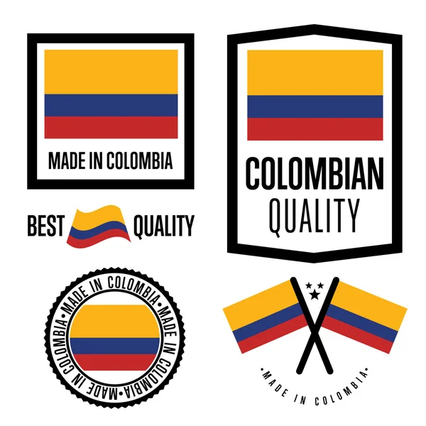 Set de etiquetas Made in Colombia — Archivo Imágenes Vectoriales