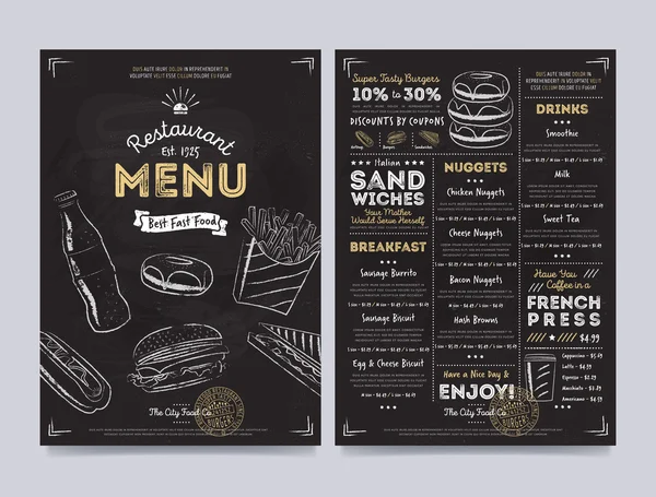 餐厅、 咖啡厅菜单模板设计、 矢量 — 图库矢量图片