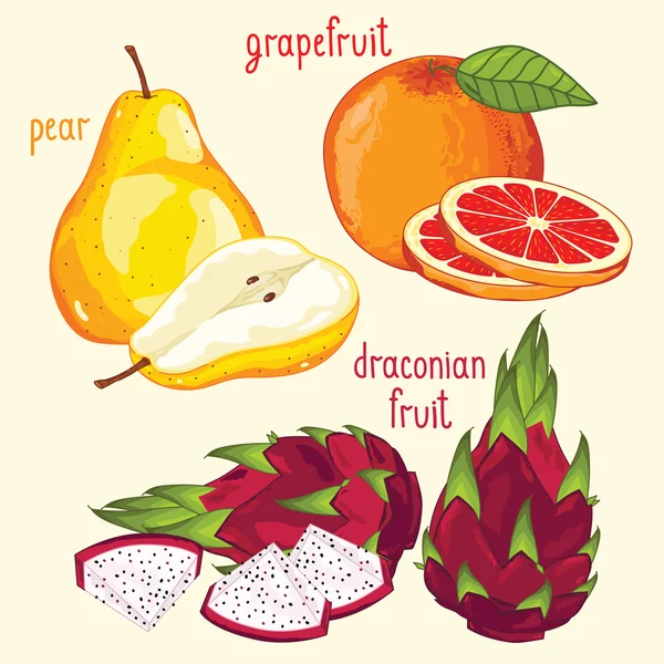 Свіжий фруктовий мікс ізольований, Векторні ілюстрації — стоковий вектор