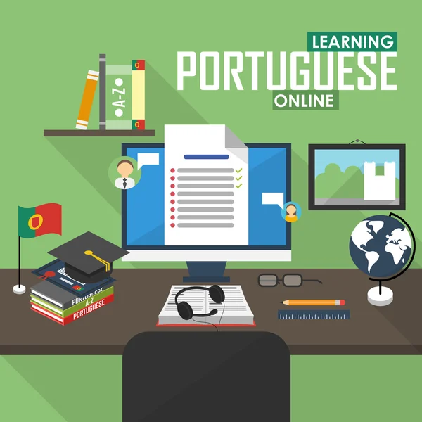 E-learning Portugais . — Image vectorielle