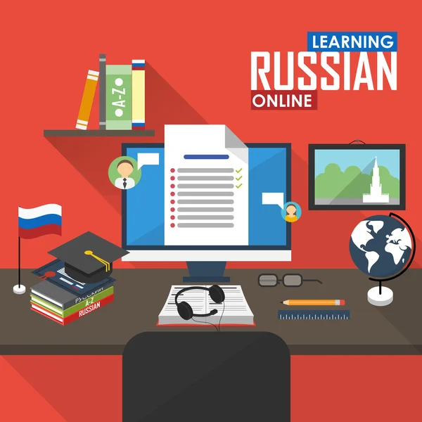 E-learning Lingua russa . — Vettoriale Stock