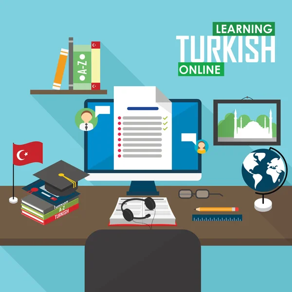 E-learning Turkse taal. — Stockvector