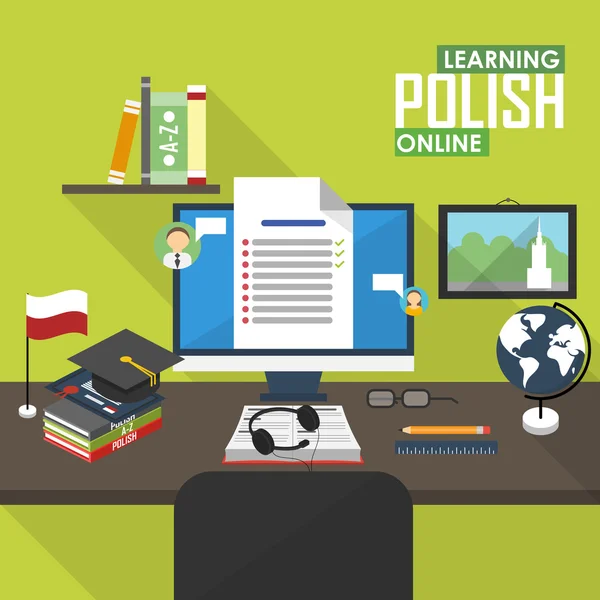 E-learning πολωνική γλώσσα. — Διανυσματικό Αρχείο