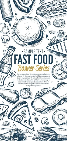 Fast food karalamalar dikey afiş menü