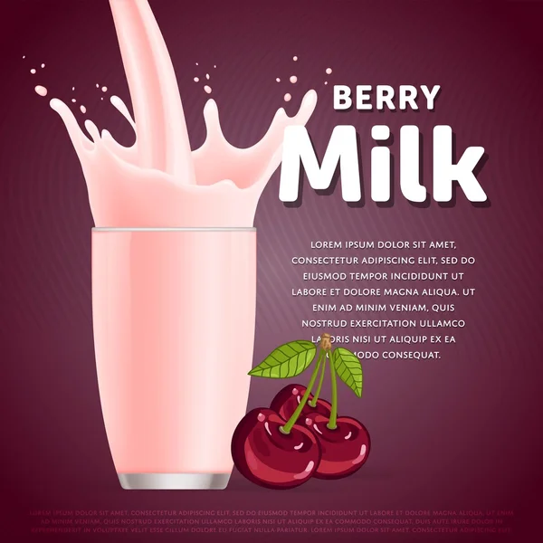 Десертний коктейль з вишневого солодкого молока — стоковий вектор