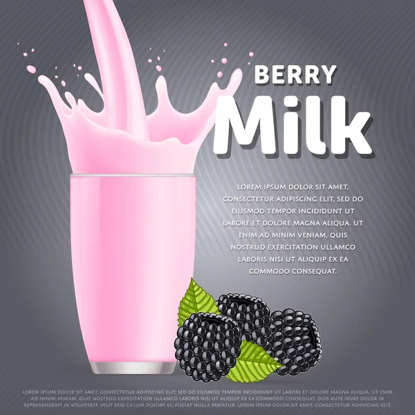 Коктейль из молочного коктейля Blackberry — стоковый вектор