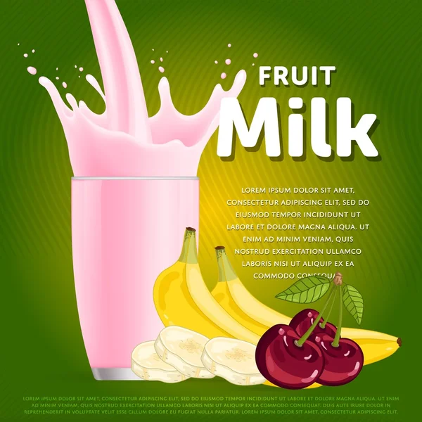 Mélange de fruits milkshake doux cocktail dessert — Image vectorielle