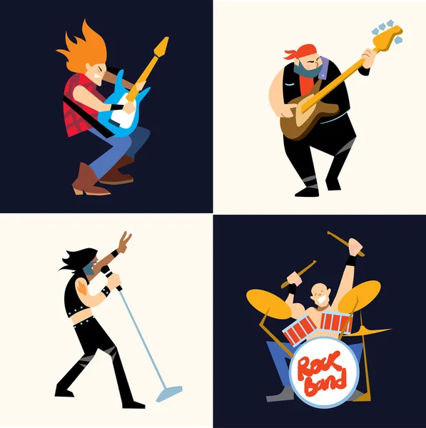 Banda de rock grupo de música vetor ilustração —  Vetores de Stock