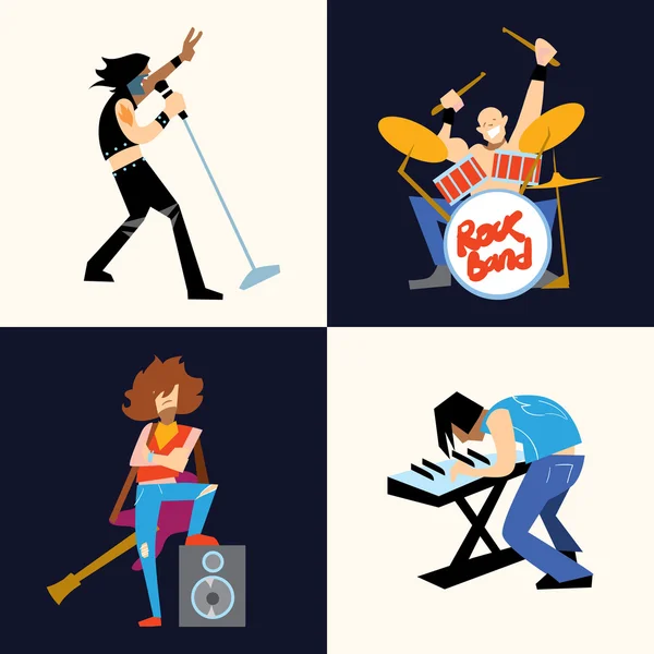 Rock Band Musik Gruppe Vektor Illustration — Stockvektor