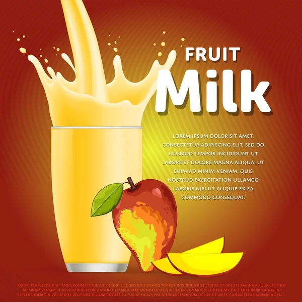 Cocktail dolce al milkshake al mango — Vettoriale Stock