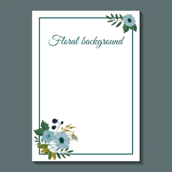 Carino modello di invito con decorazione floreale — Vettoriale Stock
