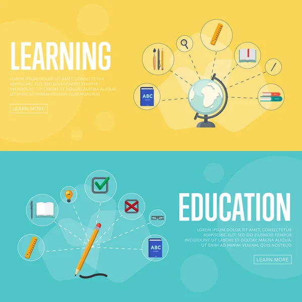 Bannières conceptuelles d'infographie d'éducation — Image vectorielle