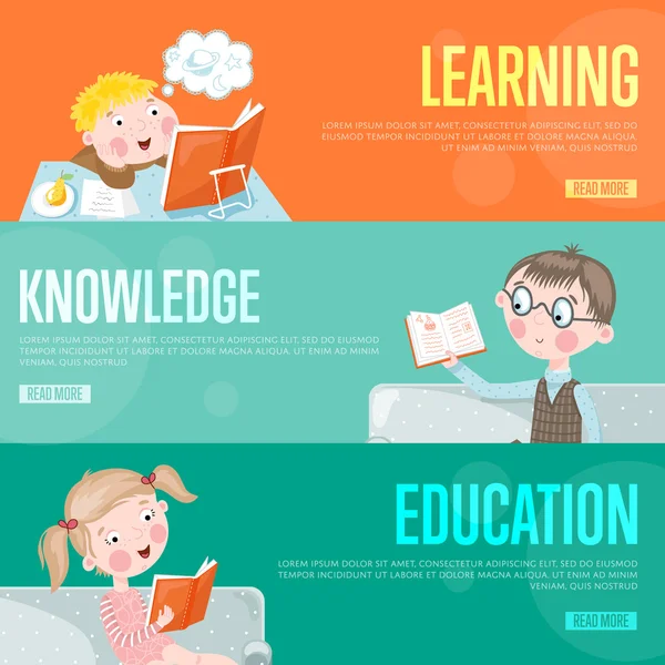 Bannières conceptuelles d'infographie d'éducation — Image vectorielle