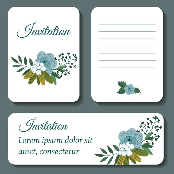 Linda plantilla de invitación con decoración de flores — Archivo Imágenes Vectoriales