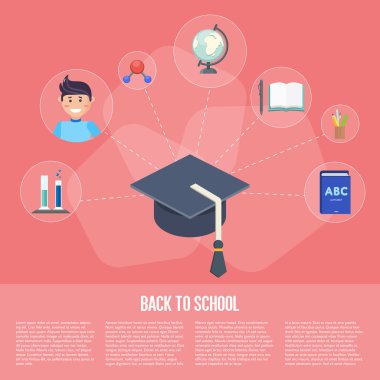 Geri okul infographics kavramı