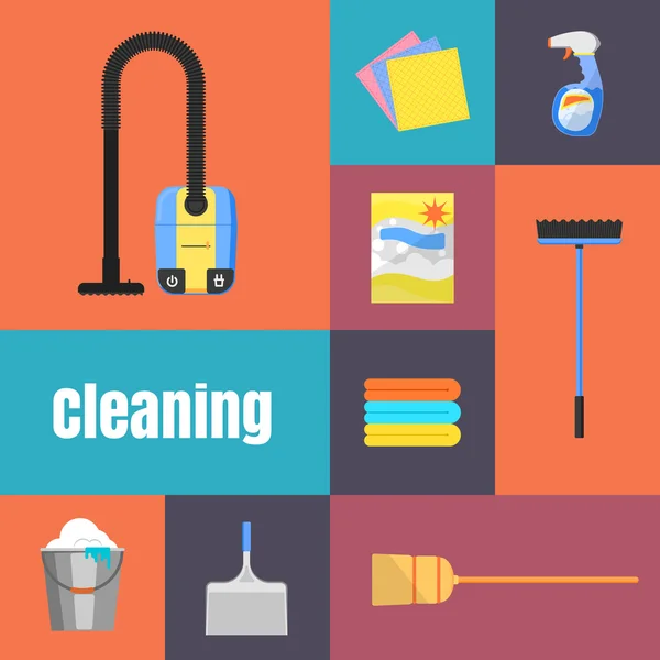 Cleaning icons on banner vector illustration — Stock Vector