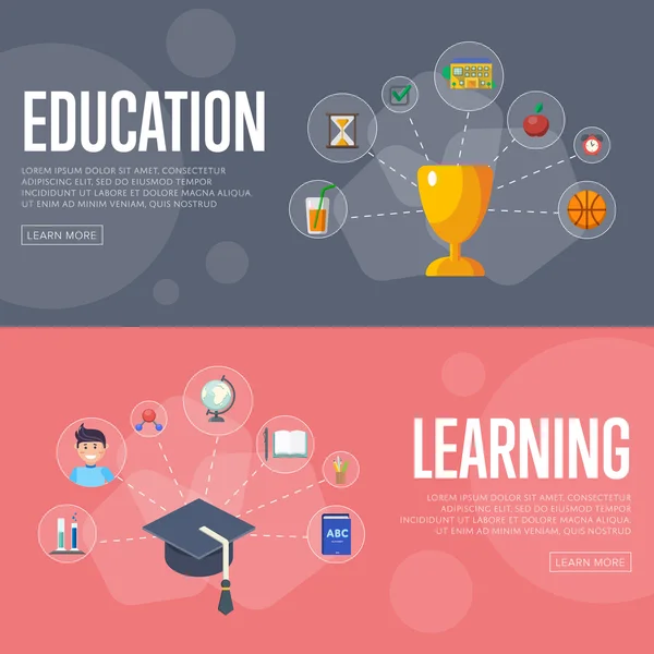 교육 infographics 개념 배너 — 스톡 벡터