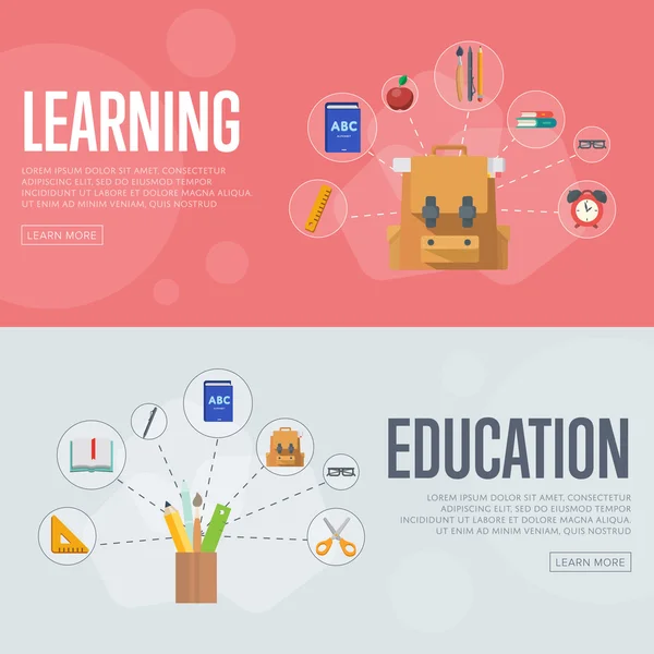 Educación infografías concepto banners — Vector de stock