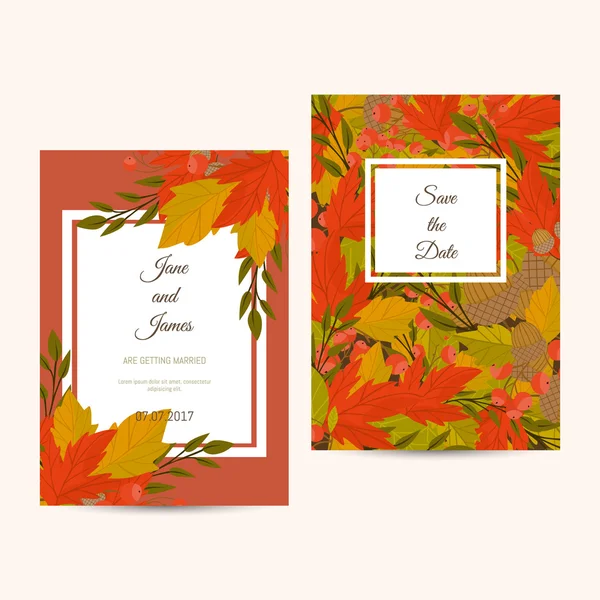 Convite de layout de design de folhas de outono — Vetor de Stock