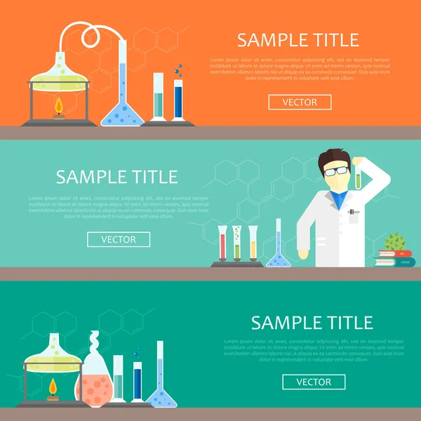 Banderas de infografía química — Vector de stock