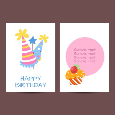 iyi ki doğdun kartpostal vektör çizim