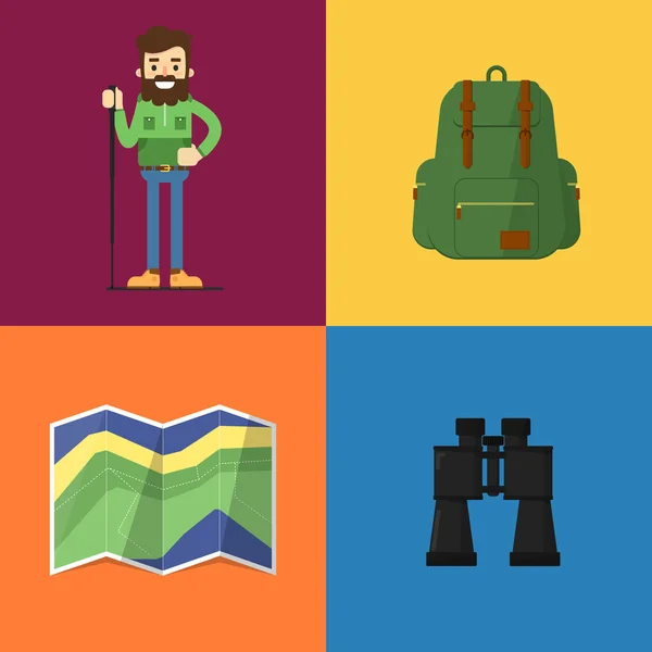 Camping equipment symbols and icons — Stock Vector