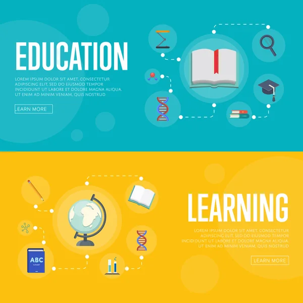 Bannières conceptuelles d'infographie d'éducation — Image vectorielle