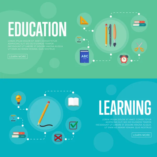 교육 infographics 개념 배너 — 스톡 벡터