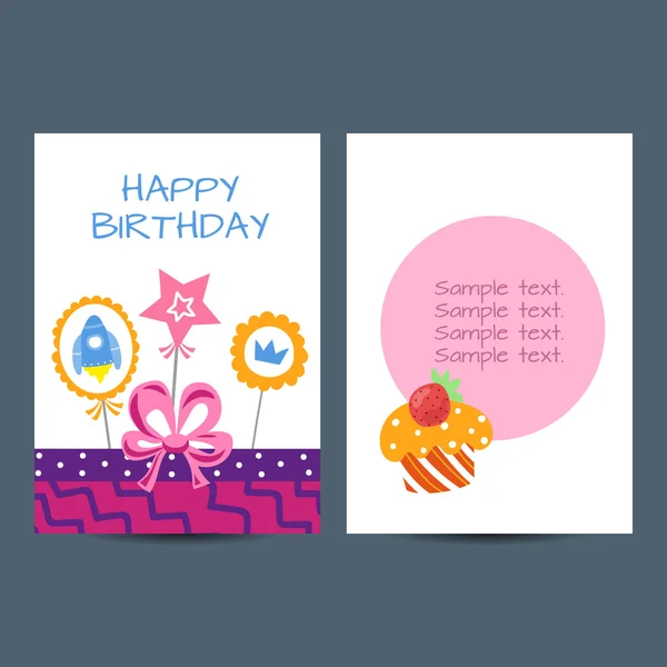 Εικονογράφηση φορέας καρτ ποστάλ χαρούμενα γενέθλια — Διανυσματικό Αρχείο