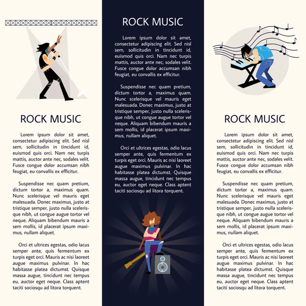 横幅与摇滚音乐家演奏乐器 — 图库矢量图片