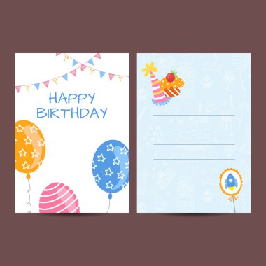 iyi ki doğdun kartpostal vektör çizim