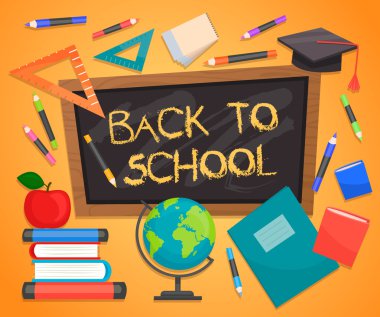 Geri okul infographics kavramı