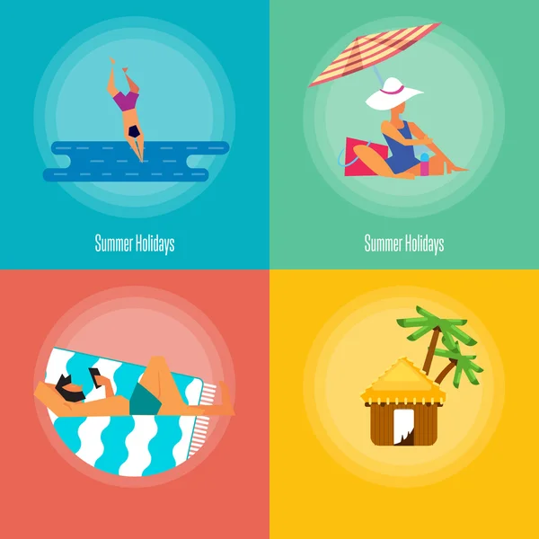 Set de banners de vacaciones de verano — Archivo Imágenes Vectoriales