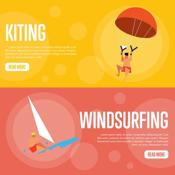 Kitesurfingowe banery poziome — Wektor stockowy