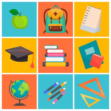 Geri okul infographics kavramı