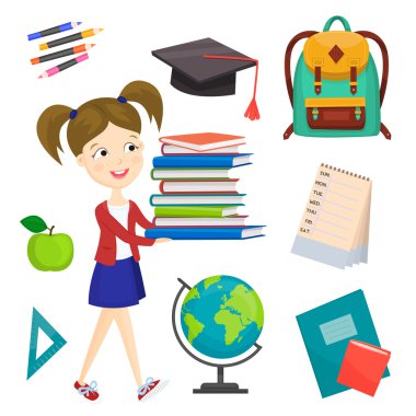 Geri okul infographics kavramı