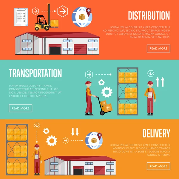 Warehouse process infographics banners. — Stock Vector