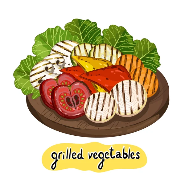 Surtido de deliciosas verduras a la parrilla — Vector de stock