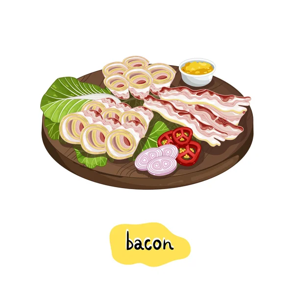 Barbecue bacon assorted on cutting board — Stock Vector