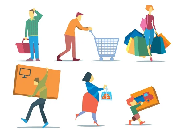 Personas con bolsas de compras — Archivo Imágenes Vectoriales