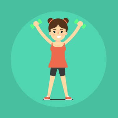 Gülümseyen fitness kız egzersiz yapıyor