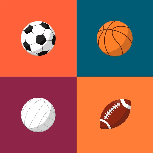 Various balls icons set. Sport equipment — Stock Vector