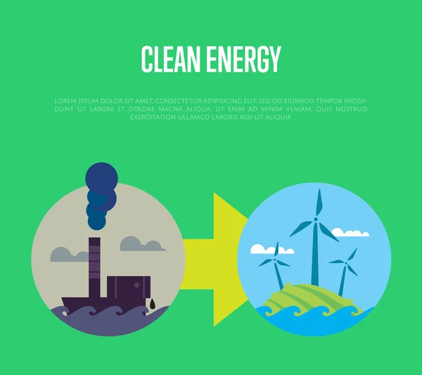 Evolución de la contaminación industrial a la energía ecológica — Vector de stock
