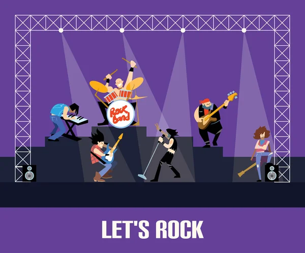 Rock band muzyka grupa ilustracja wektorowa koncert — Wektor stockowy