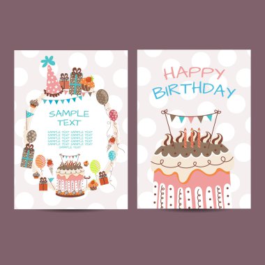 iyi ki doğdun kartpostal vektör çizim