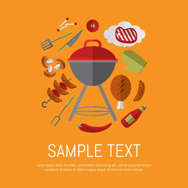 Barbecue grill card, design template. — Διανυσματικό Αρχείο