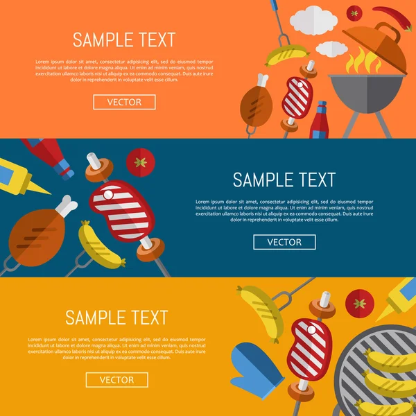 烧烤烧烤水平的网站模板 — 图库矢量图片